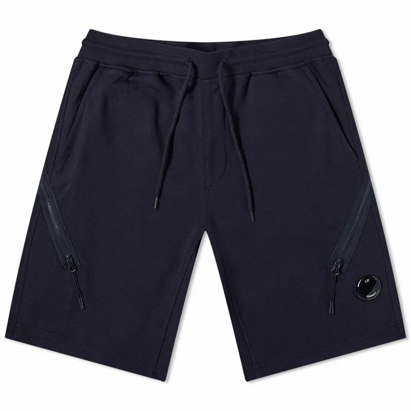 Cp Company Loose Fit Diagonal Raised Fleece Lens Shorts in Navy
