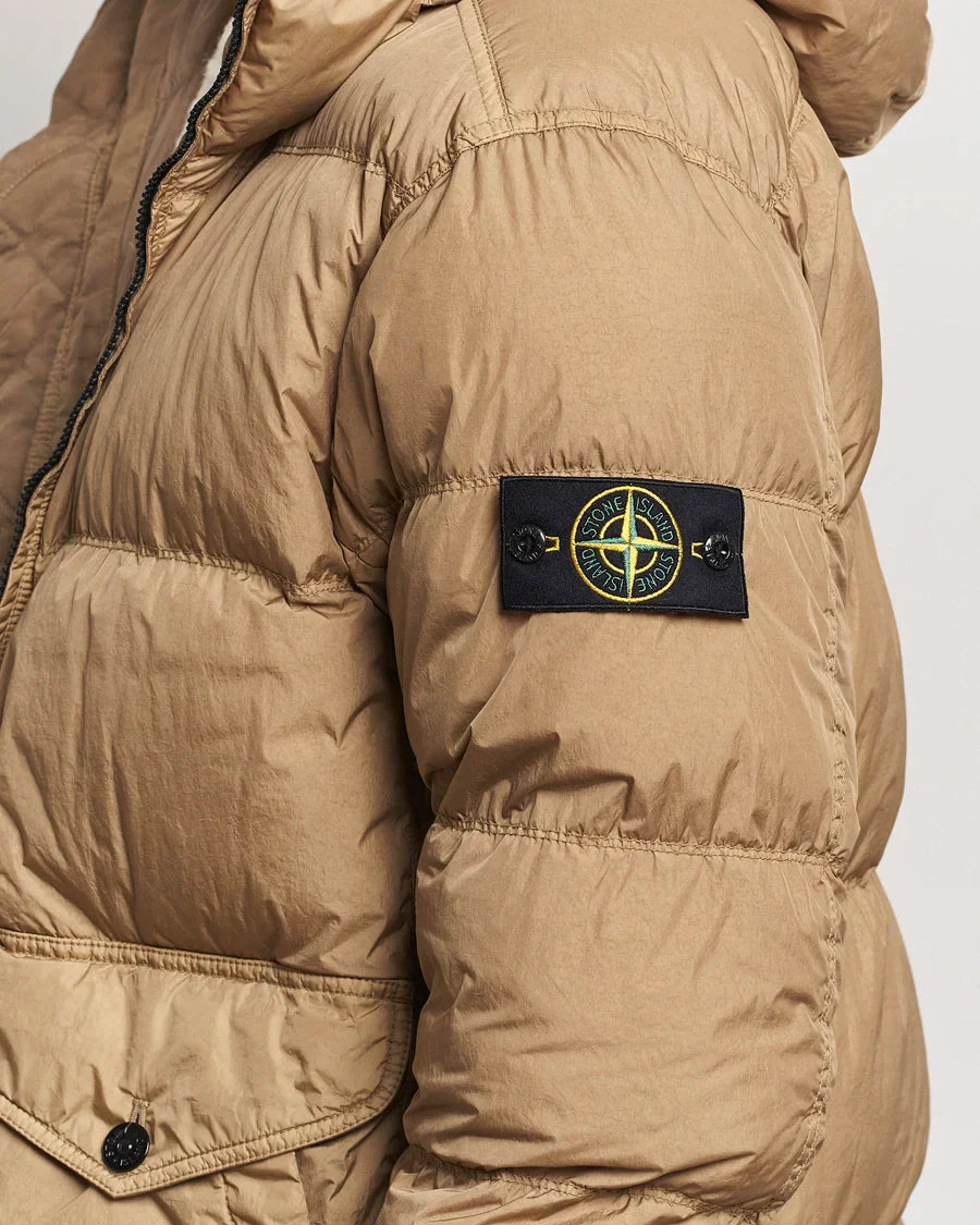 Stone Island Garment Dyed Crinkle Reps R-Ny Down Jacket In Light Brown