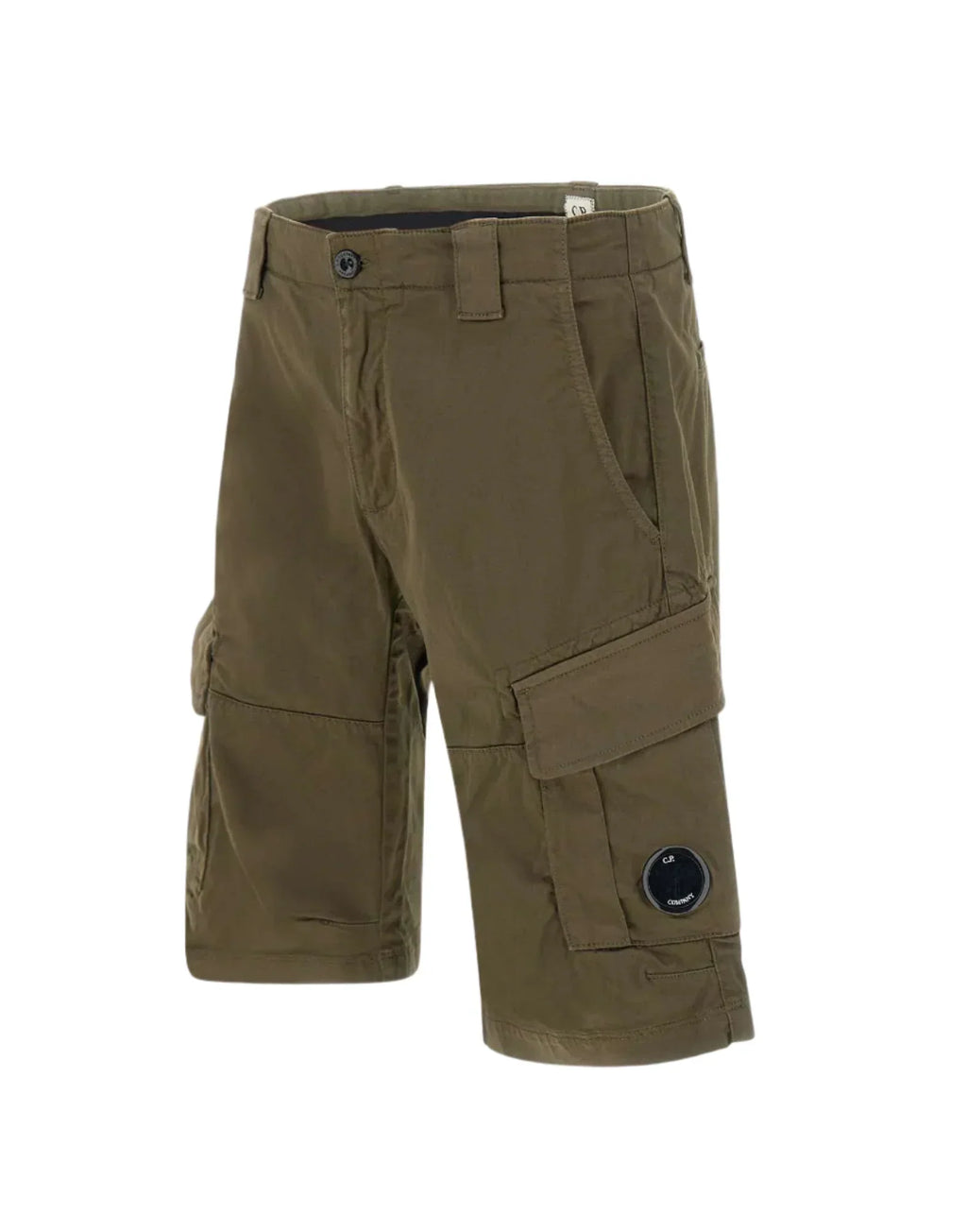 Cp Company 116A Satin Stretch Cargo Shorts In Ivy Green