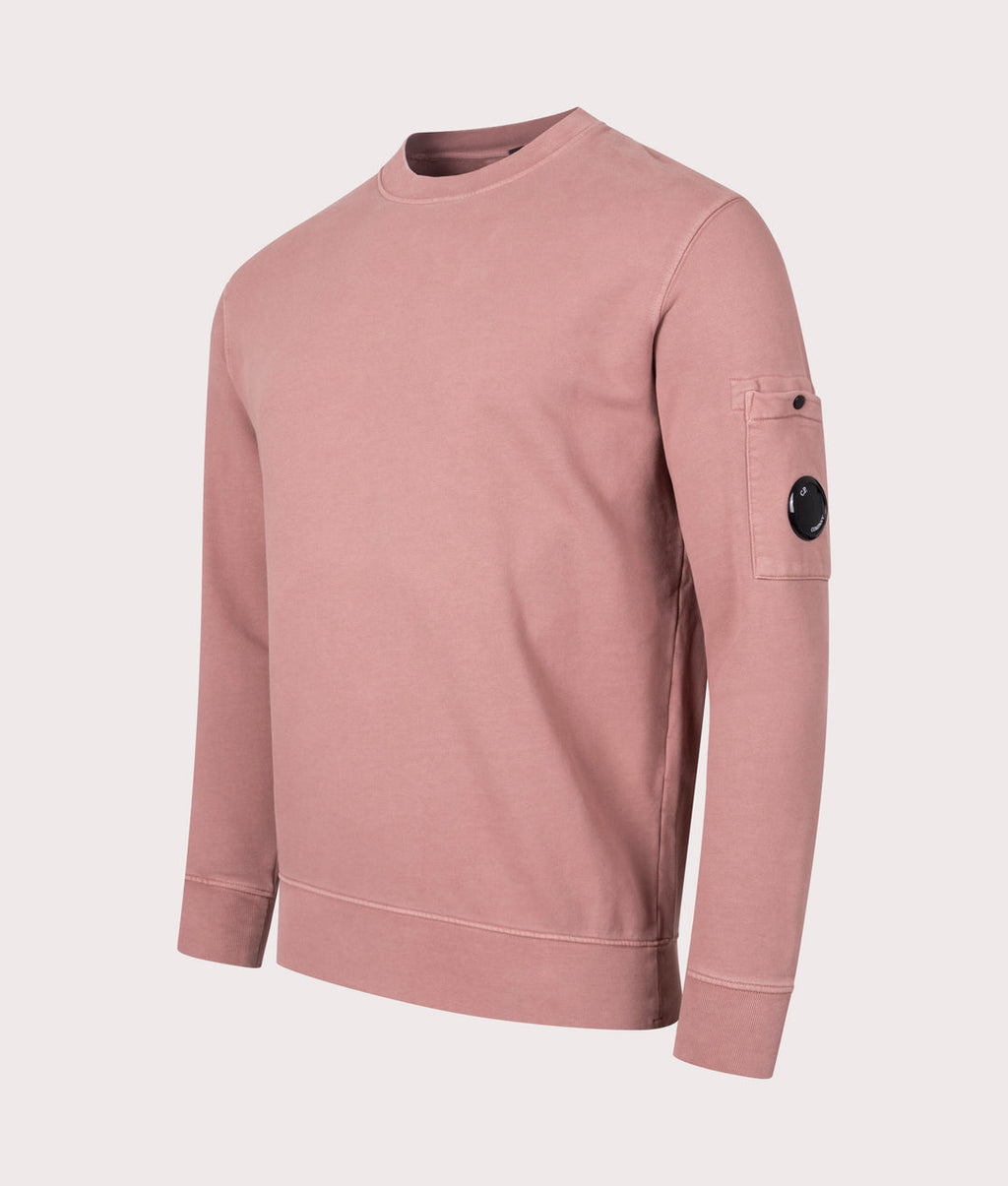 Cp Company Brushed Emerized Resist Dyed Lens Sweatshirt In Cedar Wood