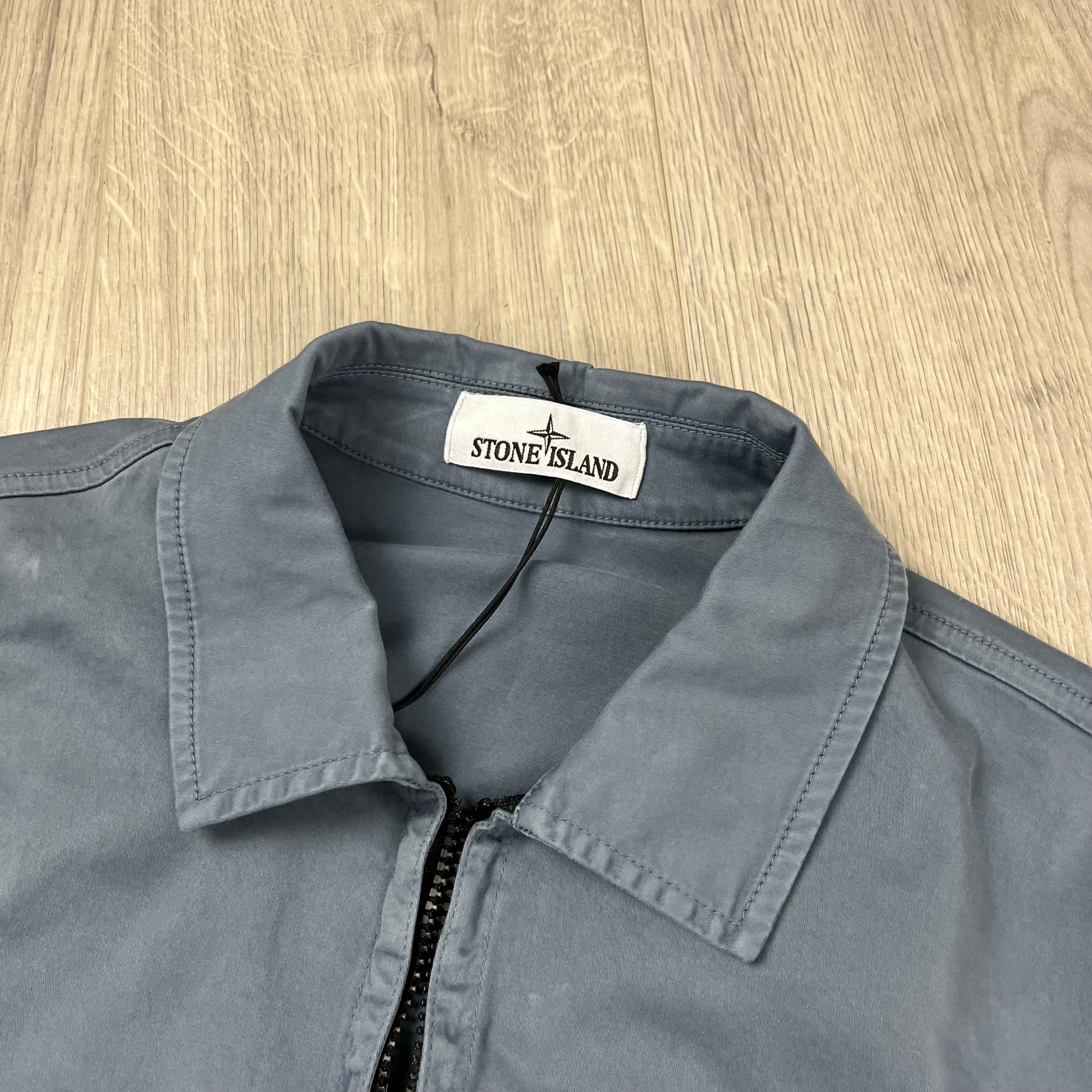 Stone Island Zip Overshirt - Avio Blue